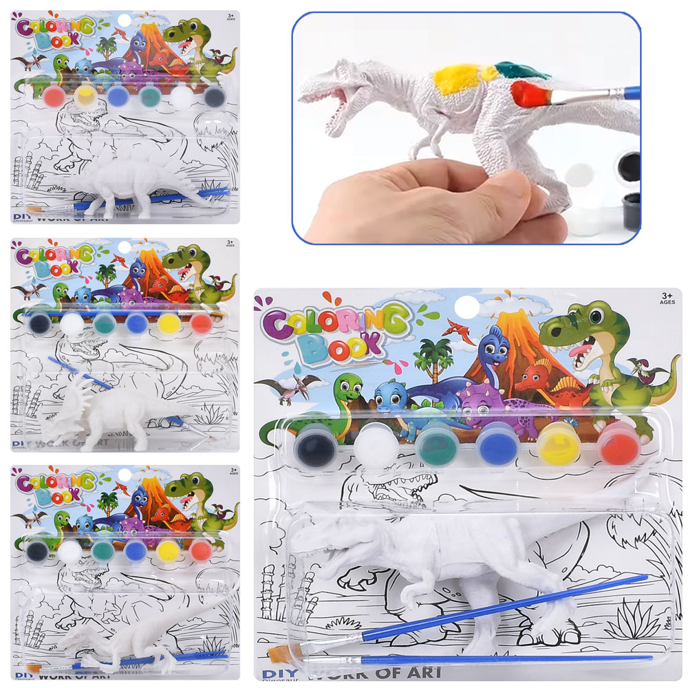 Набір для творчості MK 5490 (60шт) динозавр, від 14см, фарби 6шт, пензлик 2шт, 4 види, бліст, 19-19-