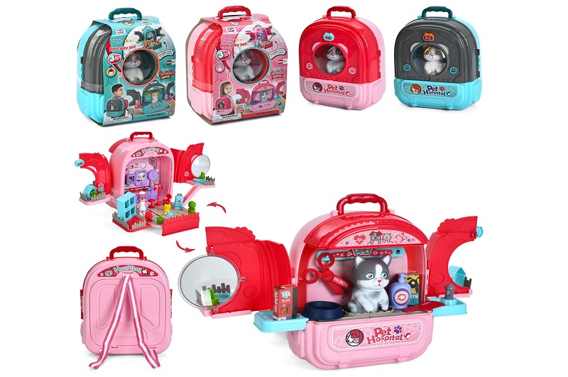 Набір ігровий «грумер» 008-997A-998A-2 (12шт) 3в1(ветеринар), 50,6-35,4-в30см, кіт 11см, фігурка(роз