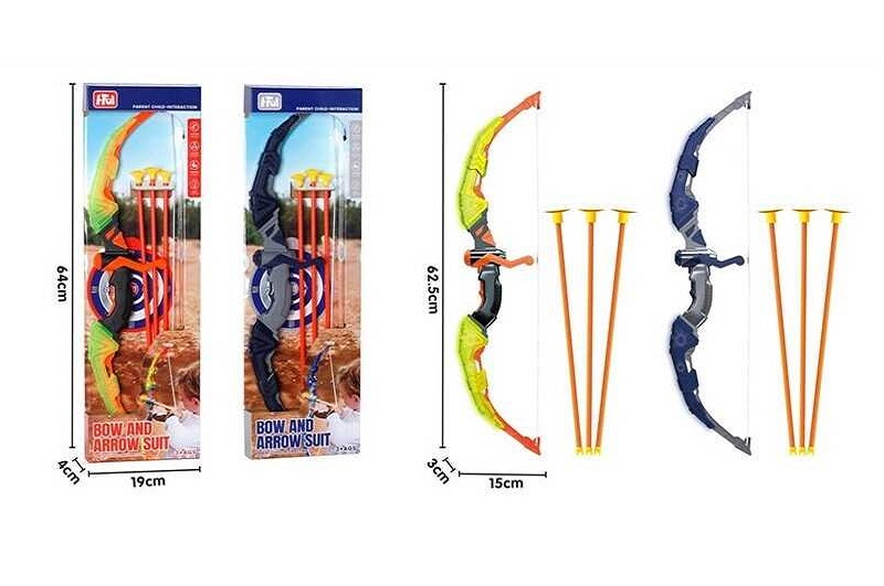 Лук HFD 012 B-1 (36) розмір: 62.5х15х3 см, підсвічування, стріли з присосками, в коробці