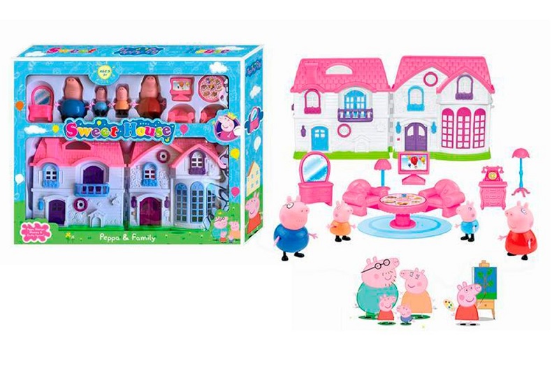 Будиночок PP6005 (20шт) PP, 18-17-6см, набір фігурок 4шт/сім'я (5см, 8,5см), меблі, в кор-ці, 42-34-