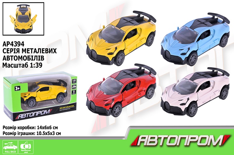 Машина мет. АВТОПРОМ  арт. AP4394 (96шт/2) 1:43,4 кольори, відкр.двері, короб.14*6*6см