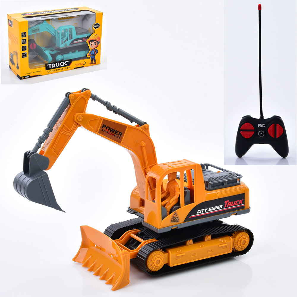 Екскаватор 886-29 (24шт) р/к, 29см, 1:24, рухливий ковш, 2 кольори, на бат-ці, в кор-ці, 32,5-20-12с