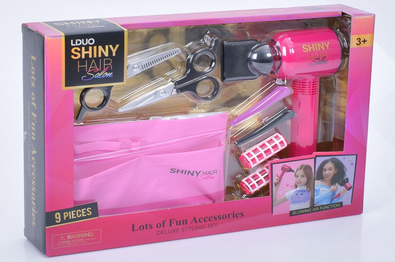 Набір перукаря 626009 (24) функціональний фен, насадка, ножиці, заколки, бігуді, накладна кишеня, в