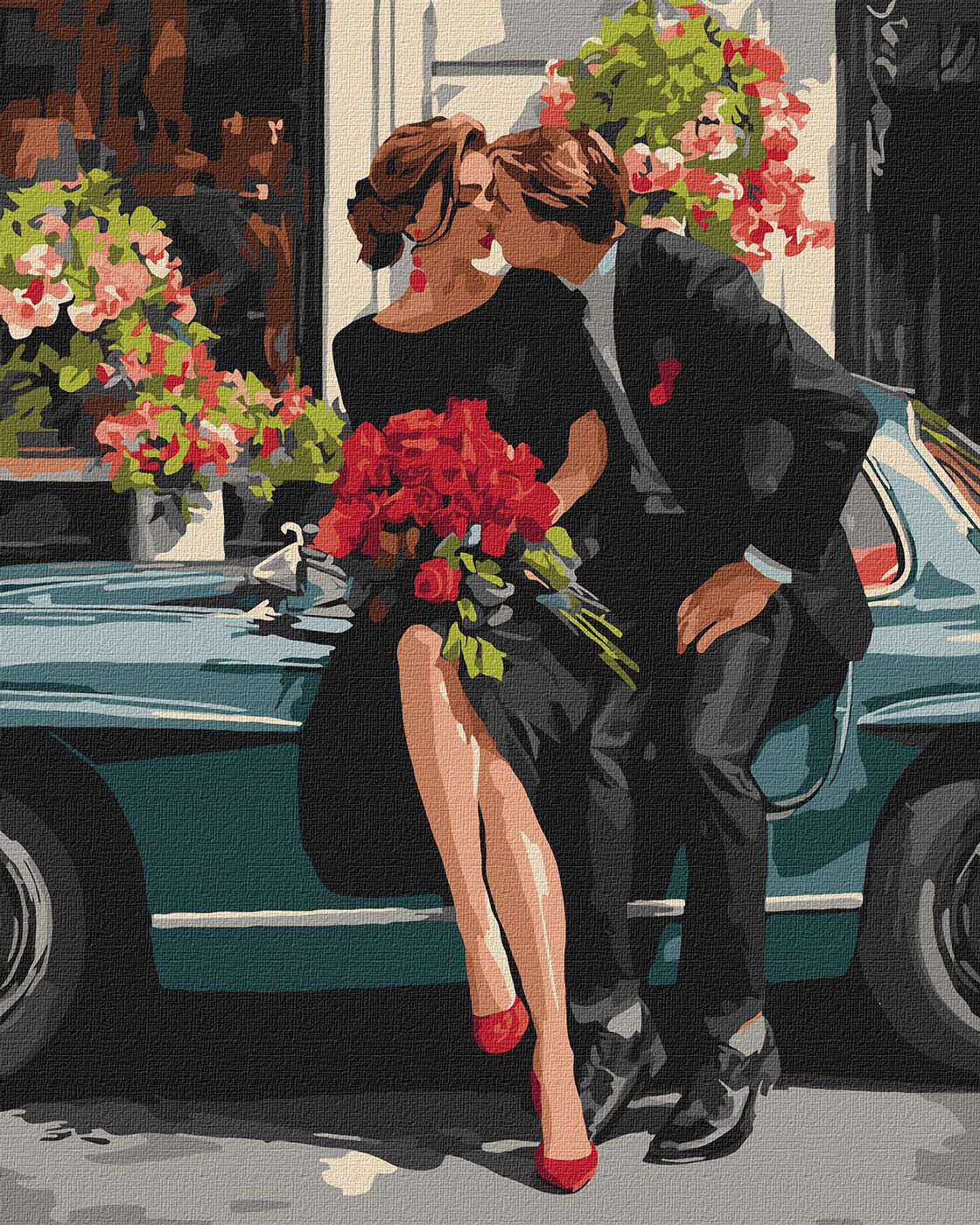 Картина по номерах Романтична пара біля авто" 40х50см  KHO8703"