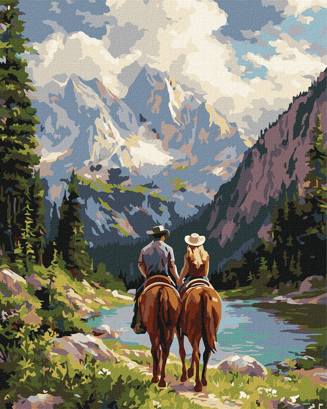 Картина по номерах Пара вершників у горах" 40х50см  KHO8710"