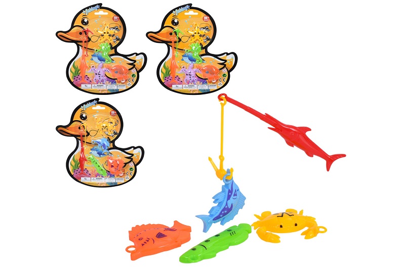 Риболовля 7905-43 (100шт) 1 вудка, морські мешканці 4шт, мікс видів, на листі, 23-26-1см