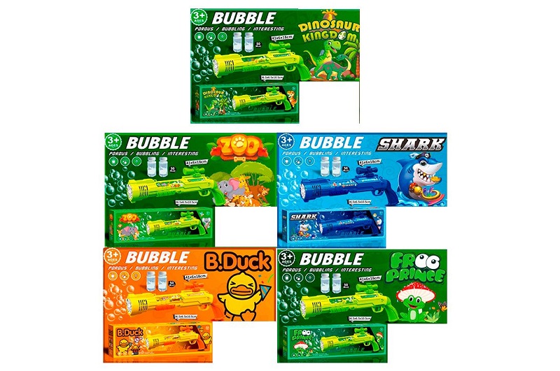 Мильні бульбашки PP1277-1-5-6-8-17-22 (36шт) пістолет/бластер, 42см, світло, запаска 7,5-3,5см 2шт,