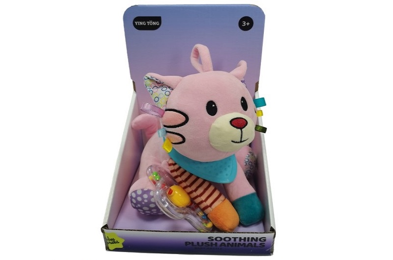 Брязкальце YT24-41 підвіска кошеня м'яке з прорізувачем,дзвіночком,шуршить кор.26,5*18,5*18,5 /60/