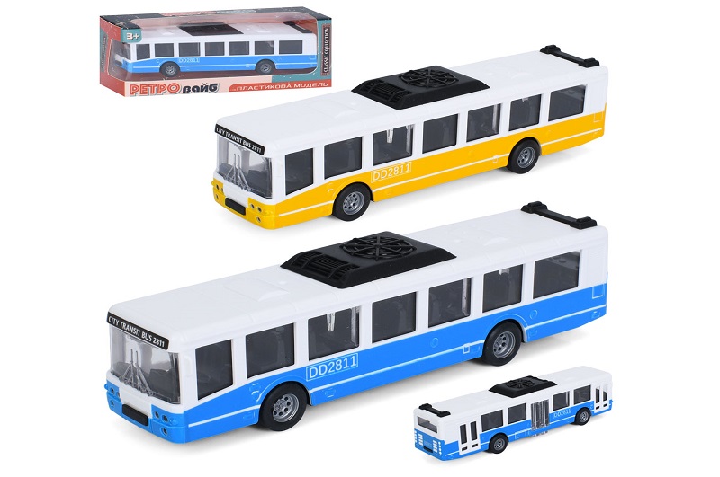 Автобус 6334 (72шт) інерція, 16см, гумові колеса, 2 кольори, в кор-ці, 18-7-4,5см