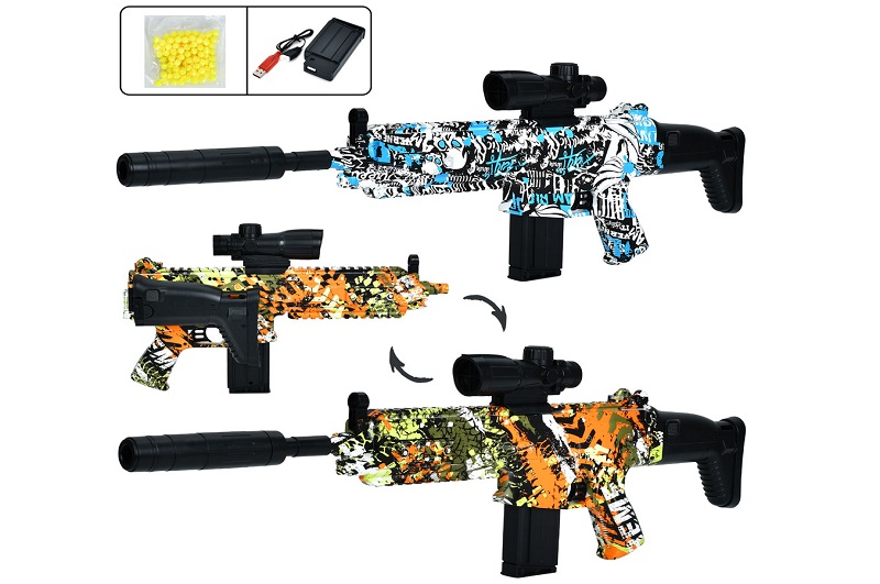 Автомат 666-2F (18шт) 68см, акум, пластикові кулі, USBзарядне, 2 кольори, у пакеті, 23-48-8см