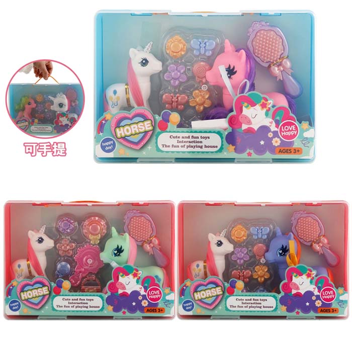 Конячка LK1485J (48шт) LP, 2шт (13см, 11см), гребінець, аксесуари, мікс видів,в чемодані/пакет, 24,5