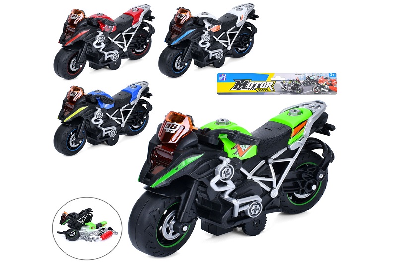 Конструктор 8080C-5-6-7-8 (96шт) мотоцикл 22см, інерція, викрутка, 4 кольори, у пакеті, 26-20-8см
