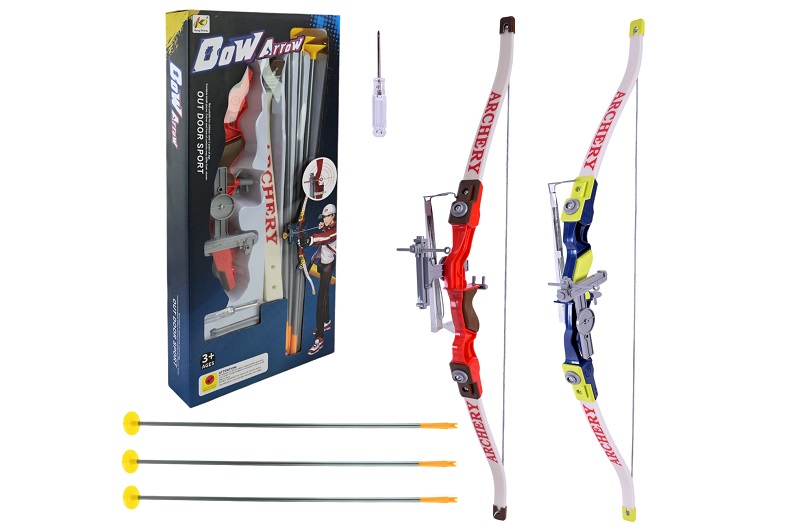 Лук  арт. 800/801 (36шт/2) 2 кольора, 3 стріли на присосках 52cм, открита короб. 25,6*57*6см