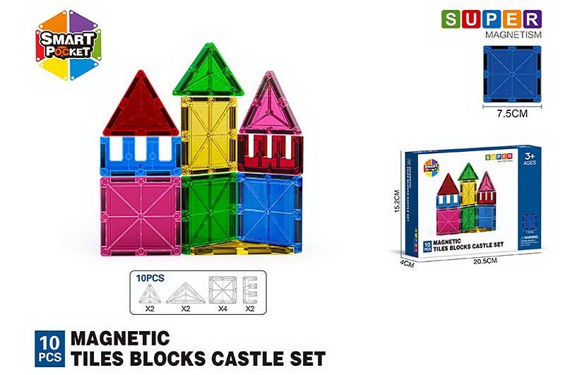 Магнітний конструктор арт. S-1001 (72шт/2)   10дет.,  короб. 20,5*4*15,2см