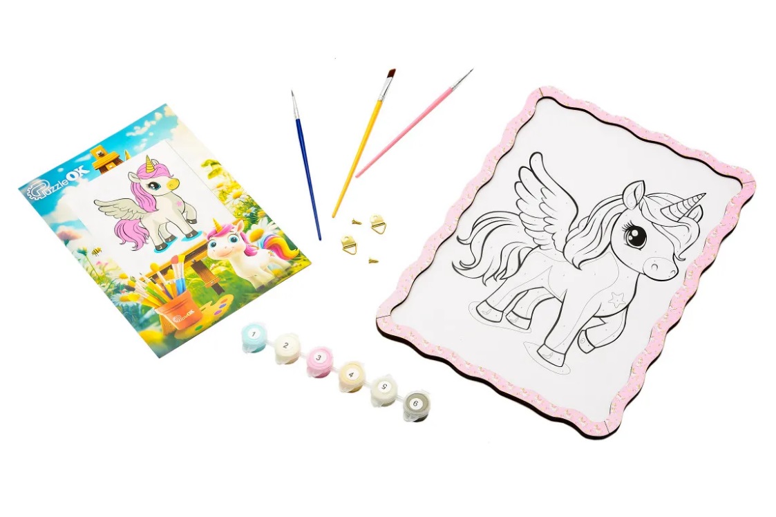 Набір для розпису, картина по номерах Єдиноріг" формат А4  Puz-22943"