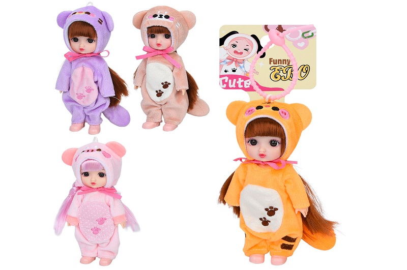 Лялька DH2296A (96шт) 15см, шарнірна, петелька, 4 види, у пакеті, 13-17-3,5см
