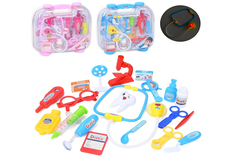 Набір лікаря 8820A-B (12шт) стетоскоп, набір стоматолога, окуляри, медичні інструменти, звук, світло