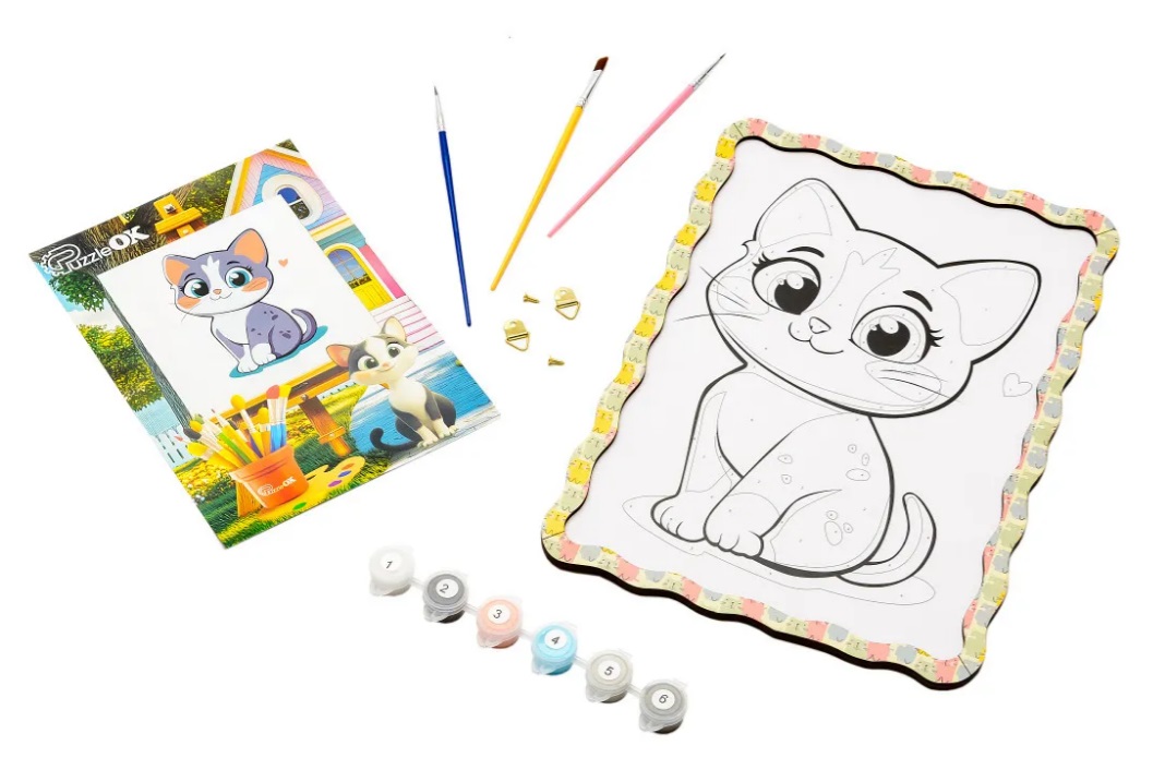 Набір для розпису, картина по номерах Котик" формат А4  Puz-22945"