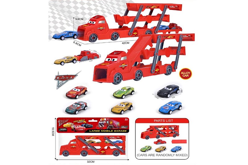 Трейлер LH901-9 (48шт) ТЧ, 28см/39см, запуск машин, машинка 6,5см 3шт, у пакеті, 32-23,5-7см