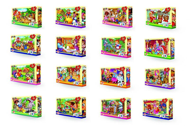 Пазли 80 ел.,  Лео Люкс": Улюблені казки Ст358 УПАК16шт 12 блоків в упаковці"