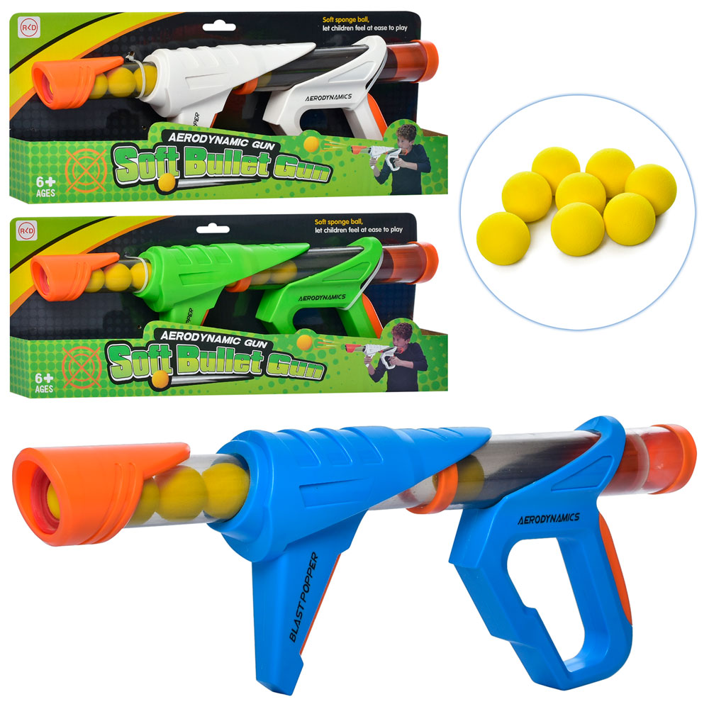 Автомат помповий RLD-0031 (24шт) 42см, кулі-кульки (м'які) 8шт, мікс кольорів, в кор-ці, 44-18-5,5см