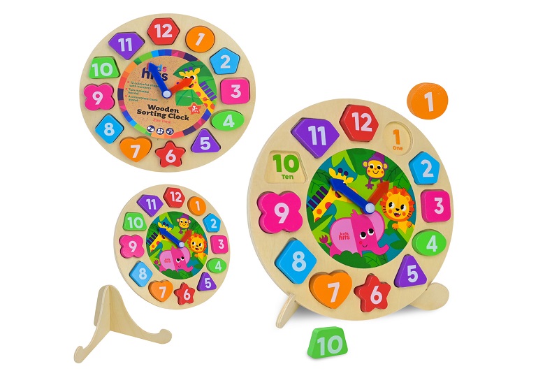 Іграшка дерев'яна KidsHits арт. KH20/036 (60шт) годинник-сортер 21*21*1,25см
