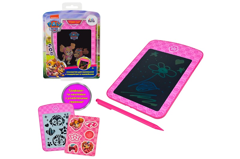 Планшет для малювання Paw Patrol арт. KH74/002L(40шт) LCD екран 6,5'', трафарет, наліпки блістер 15*