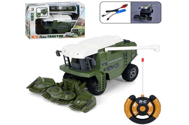 Комбайн 1907-B (12шт) р/к, акум, 21см, світло, гумові колеса, USBзарядне, 2види, в кор-ці, 30,5-20,5