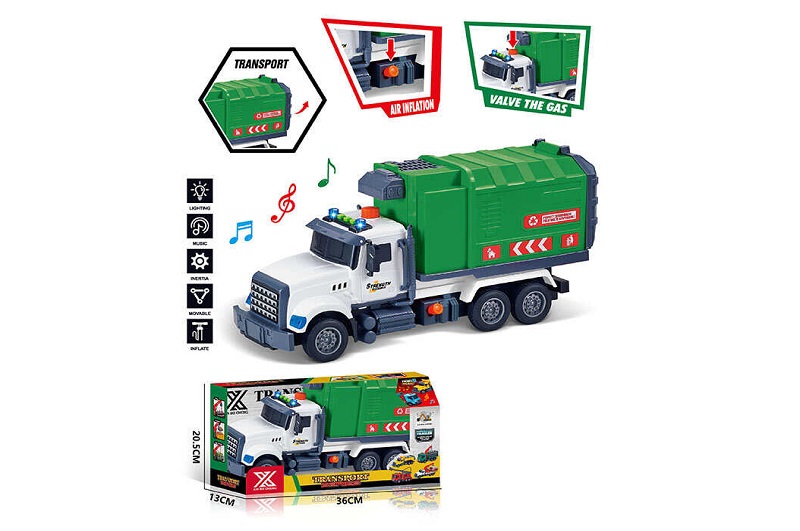 Спецтехніка 688-3 C (24) “Сміттєвоз”, довжина 33 см, підсвічування, звукові ефекти, інерція, гумові