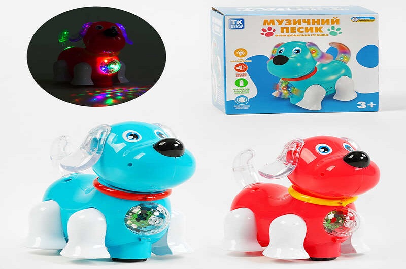 Собачка на бат. TK 56499 (48) TK Group", УКР. МОВА, 2 кольори, колесо, світло, диско-куля, пісня"