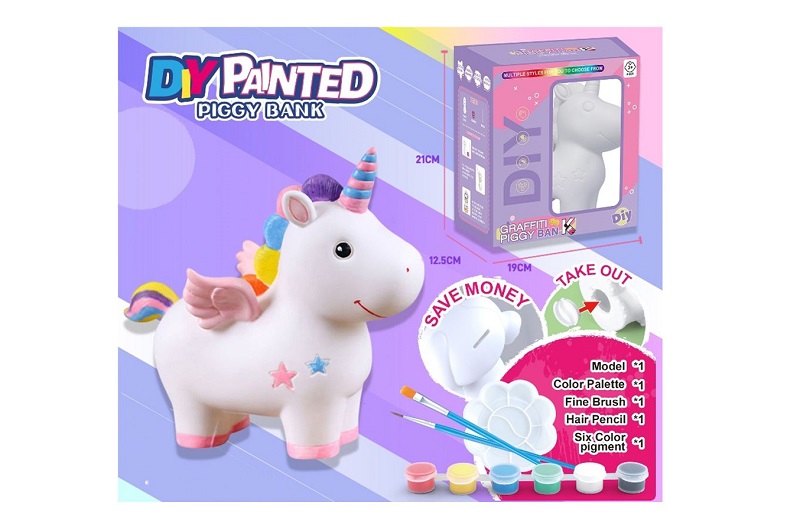 Набір для творчості FD888-36 (36шт) єдиноріг-розмальовка (20-19-8см, пластик, скарбничка), фарби, пе