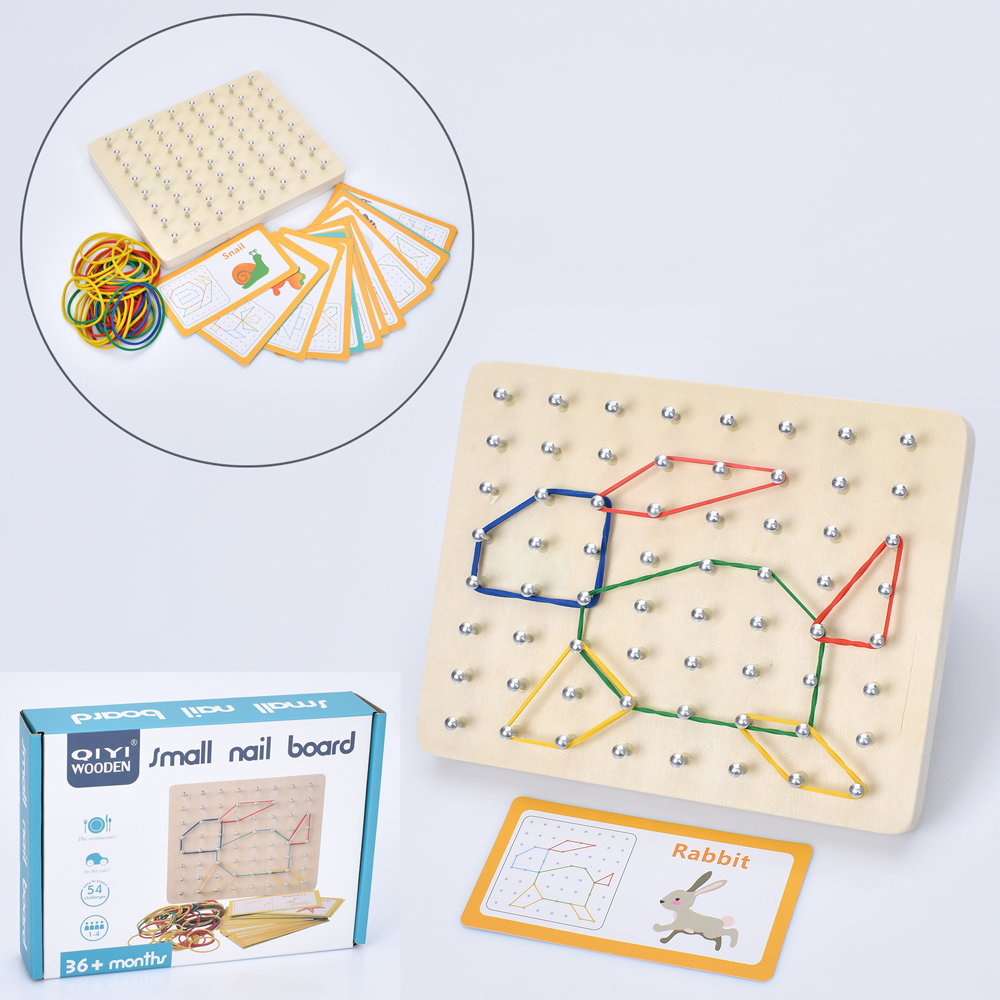 Дерев'яна іграшка Геоборд MD 0727 (36шт) дошка для конструювання плоских зображень, доска зі штирька