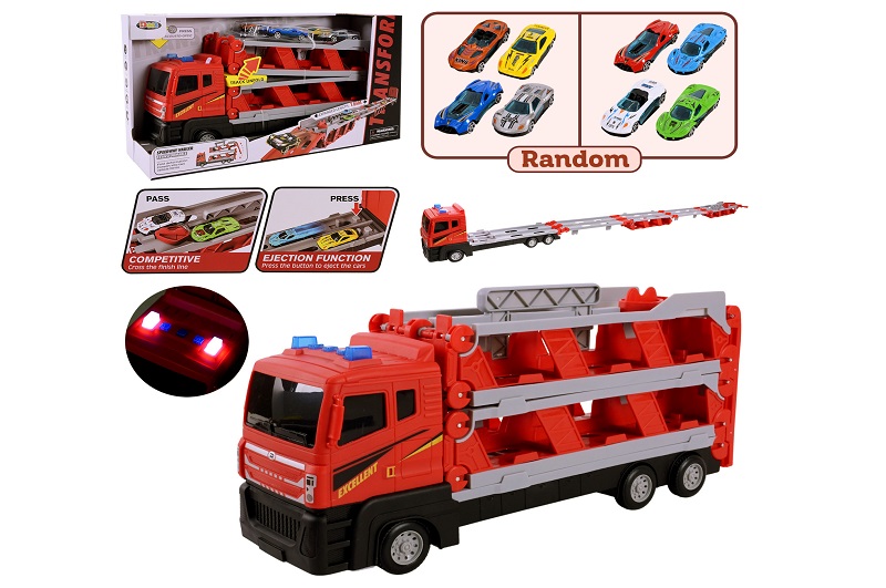 Трейлер з машинками арт. D663-T204A (18шт/2) батар.,світло,звук, короб. 41,5*23,5*12см