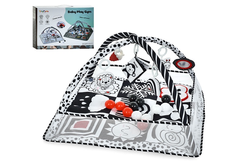 Килимок для немовляти ZL2501 (9шт) манеж, 80-80-в16смв49см, 2 дуги, кульки 12шт, підвіски 5шт(книжка