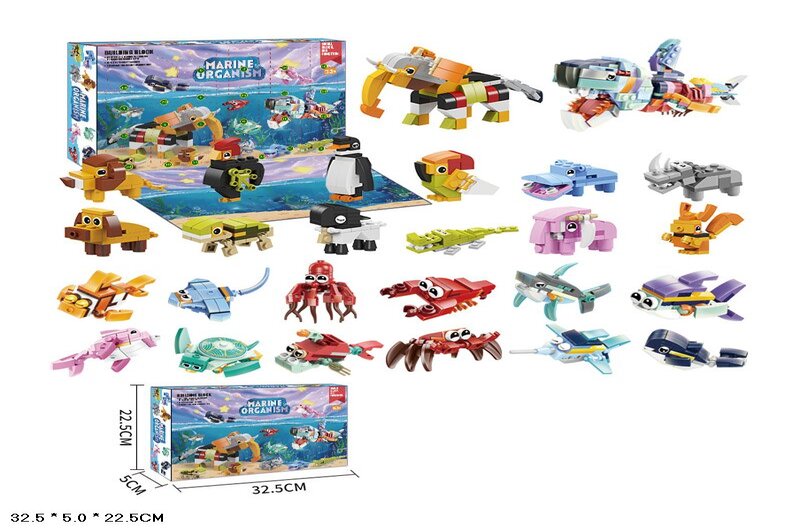 Конструктор-сюрприз арт. XT-87 морські тварини, у коробці 32,5*22,5*5см