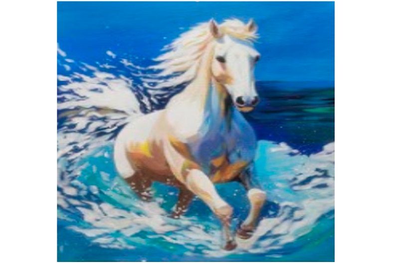 Набір для творчості YG0291 (120шт) алмазна мозаїка/діамантова мозаїка, 40-30см, білий кінь, море, де