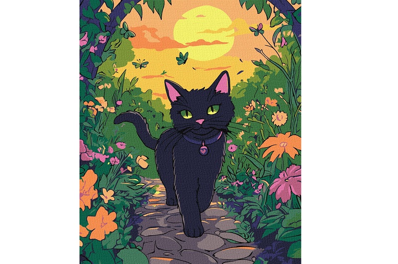 Картина по номерах для дітей Котик у саду" 30x40см  KHO6805"