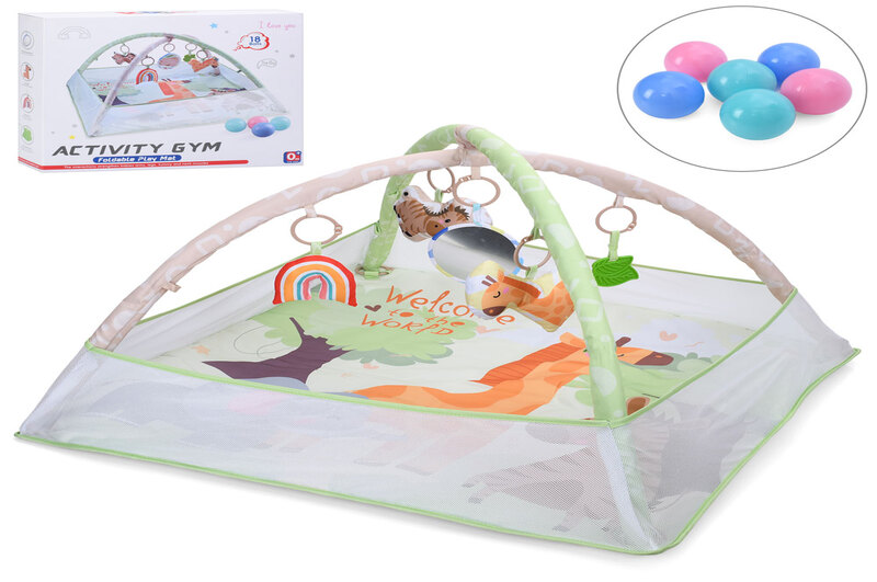 Килимок для немовляти 304 (8шт) 75-51см, 2в1(манеж 75-75см), 2 дуги, підвіски 5шт(пискавка, дзеркало
