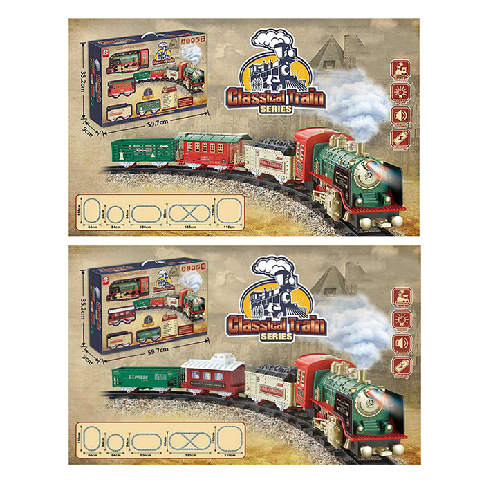 Залізниця 3128AB (8шт) від діам.84см / 195-89см, локомотив, 3 вагони, звук, світло, пара/дим, 2 види