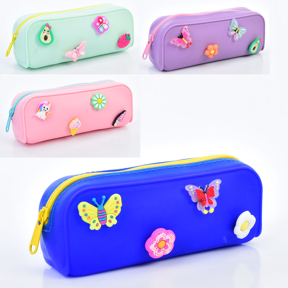 Гаманець T00245 (120шт) 18-7-4,5см, застібка-блискавка, декор/прикраси 4шт, силікон, мікс видів, у п