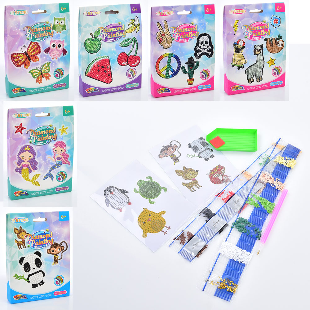 Набір для творчості FG24030101B (180шт) алмазна мозаїка, фігурки-наліпки, 6 видів, у кор-ці, 13-18-2