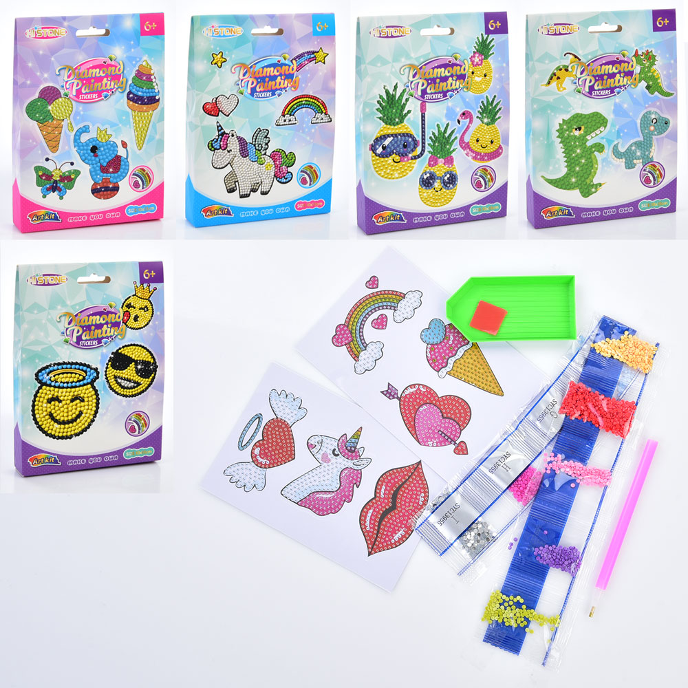 Набір для творчості FG24030102B (180шт) алмазна мозаїка, фігурки-наліпки, 6 видів, у кор-ці, 13-18-2