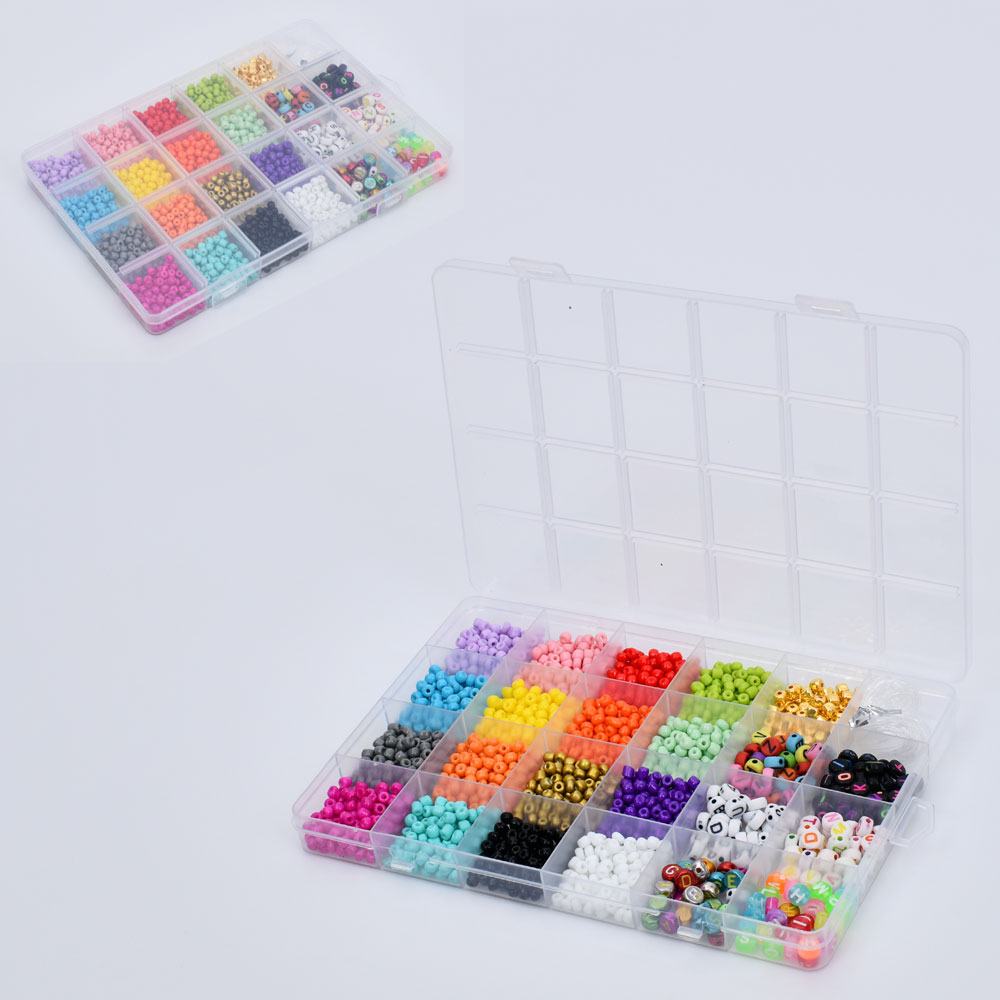 Бісер 1199-148 (72шт) намистини(літери англ), волосінь, у пеналі, 19-13,5-2см