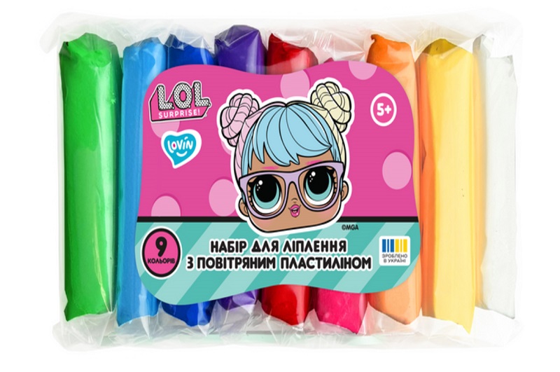 L.O.L. Surprise! TM 9 кол. класік ТМ Lovin LOL70195 Набір для ліплення з повітряним пластиліном