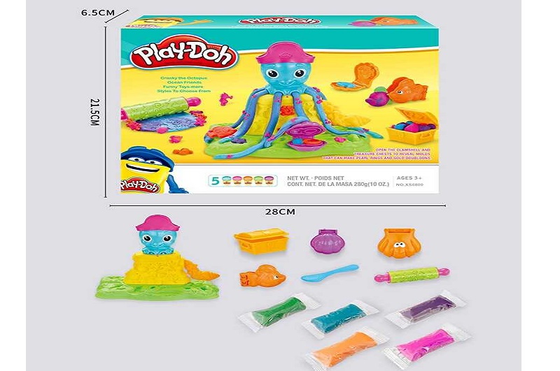 Тісто для ліплення XS 0800-2 (48) 5 кольорів, форми, інструменти, екструдер, в коробці