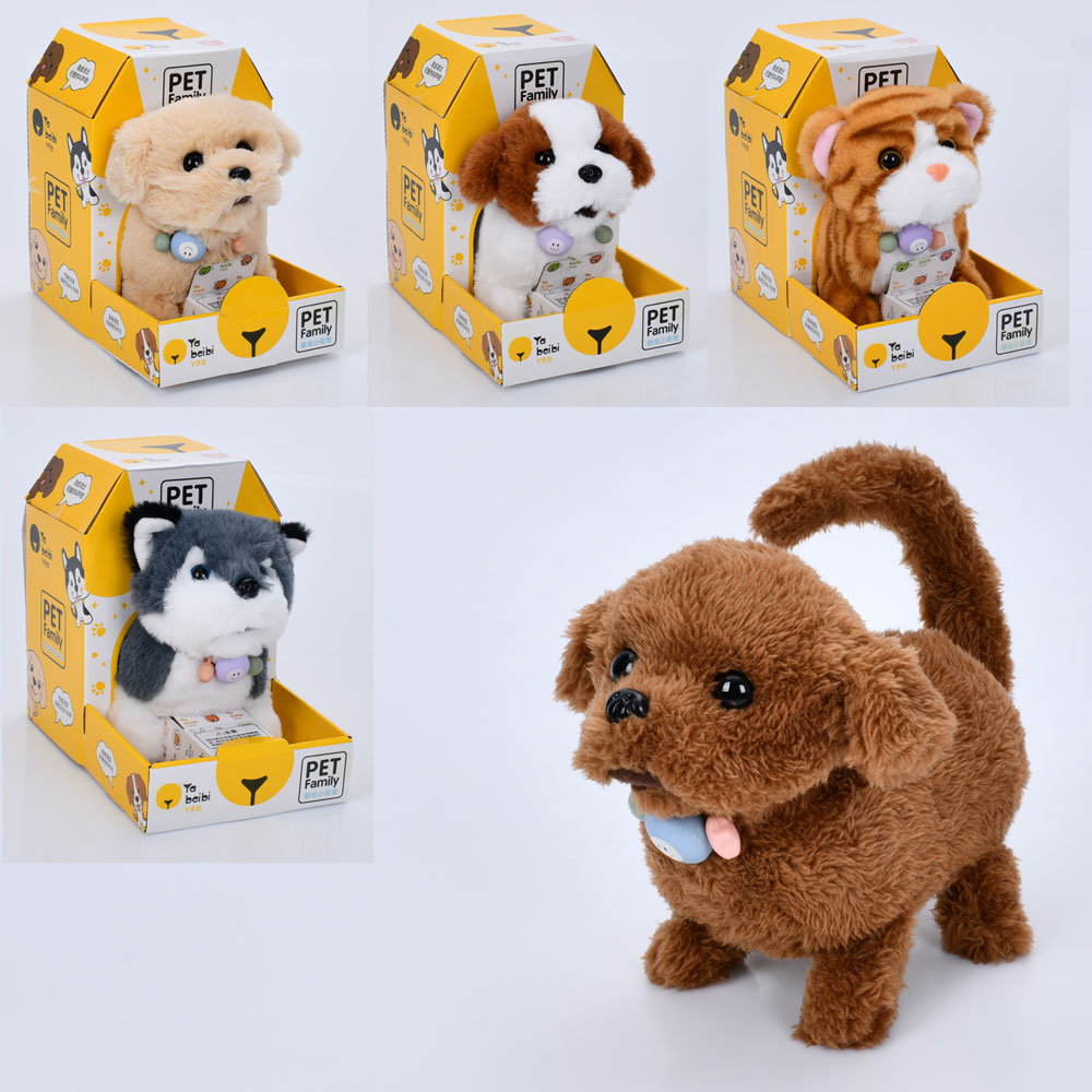 М'яка іграшка FG240408181A (12шт) тварина, 19см, звук, ходить, рухливий хвіст та голова, 5 видів, на