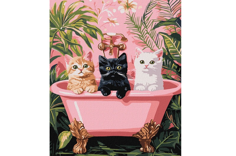 Картина по номерах Коти у ванній" 30х40см  KHO6726"