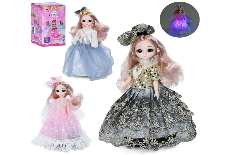 Лялька LM-35-36A-48 (48шт) 24см, шарнірні руки, танцює, музика, світло, 3 види, на бат-ці, в кор-ці,