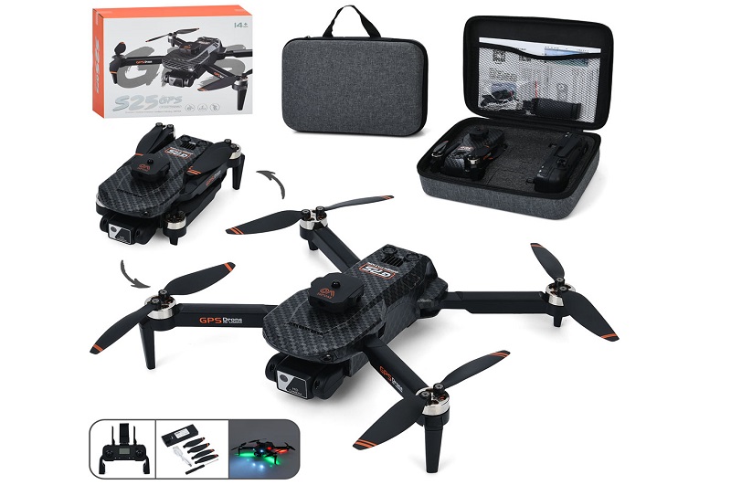 Квадрокоптер S25GPS (4шт) р/к,2,4G,GPS,37см,акум,світло,камера,складний,Wi-Fi,USB-зарядне,запасні ло