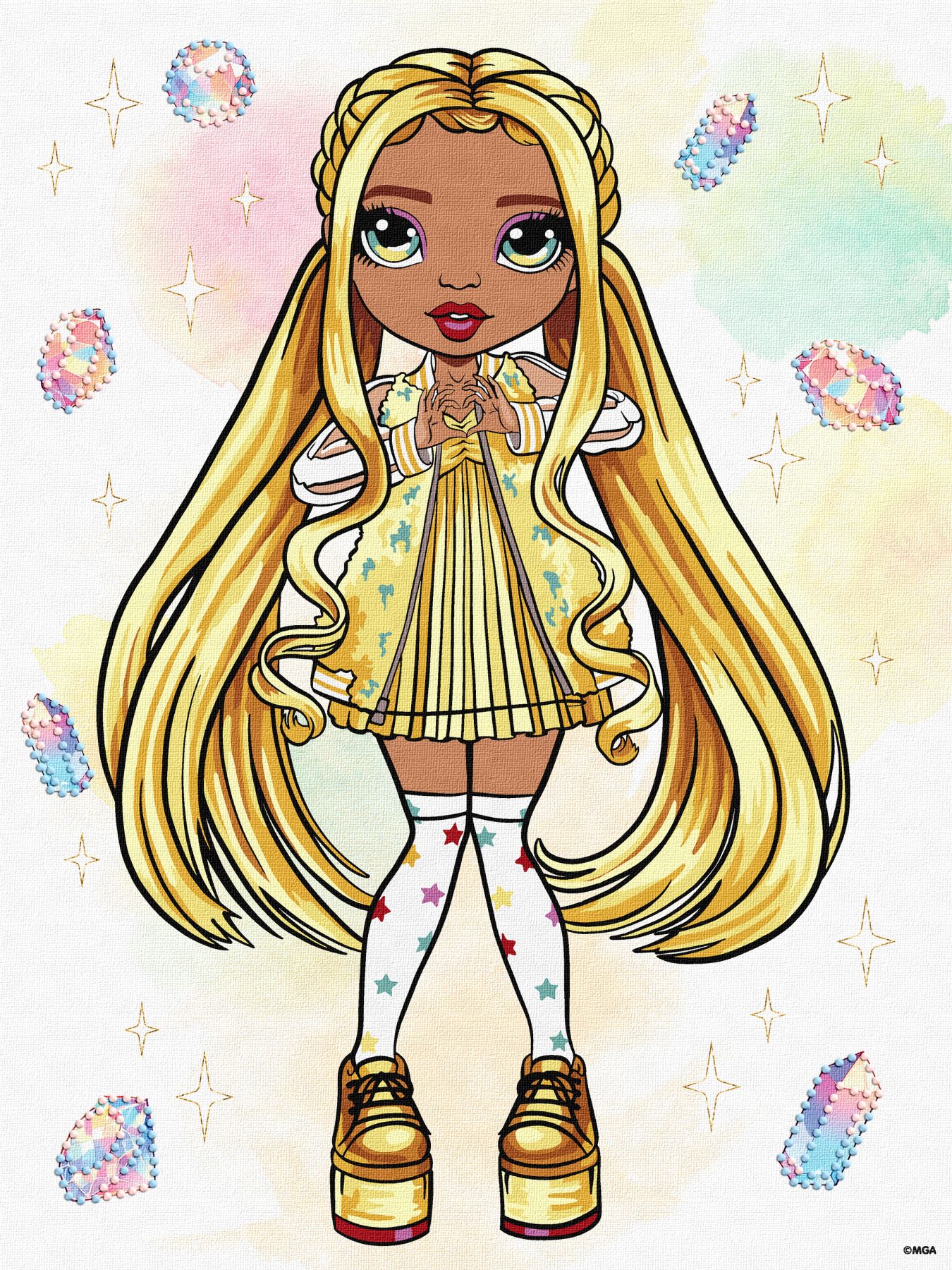 Картина по номерах для дітей Rainbow High. Sunny" зі стразами 30х40см  KHO1336"